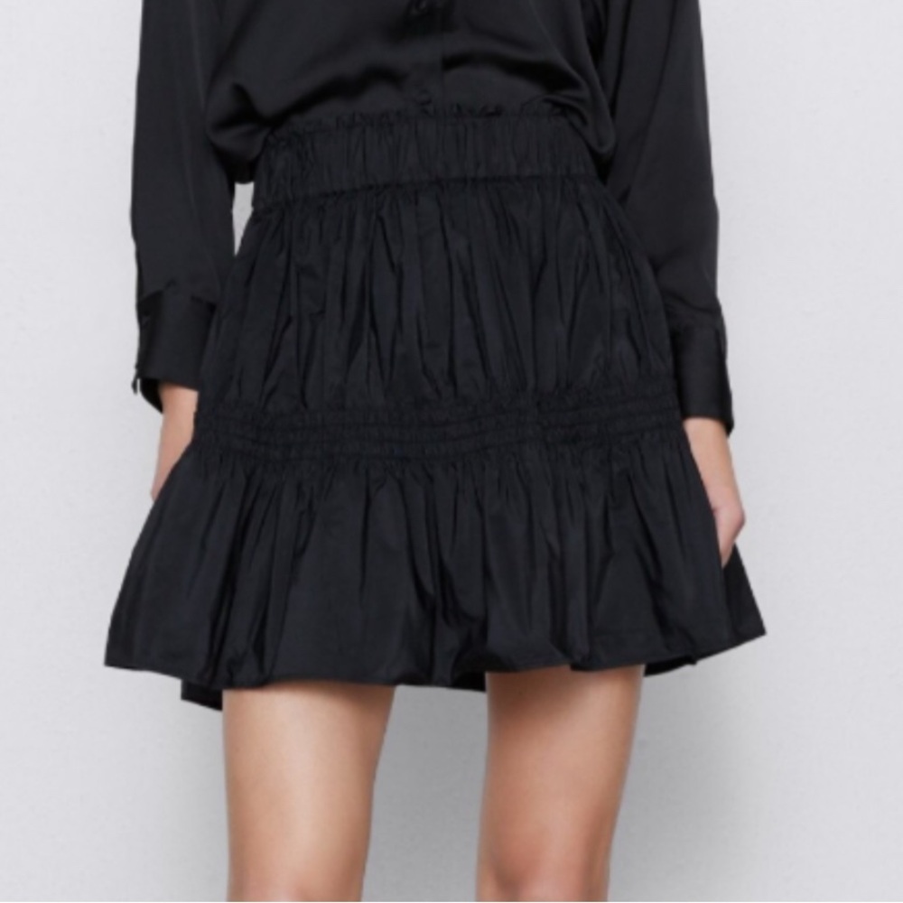 ZARA Taffeta Flair Mini Skirt with Elastic Waist